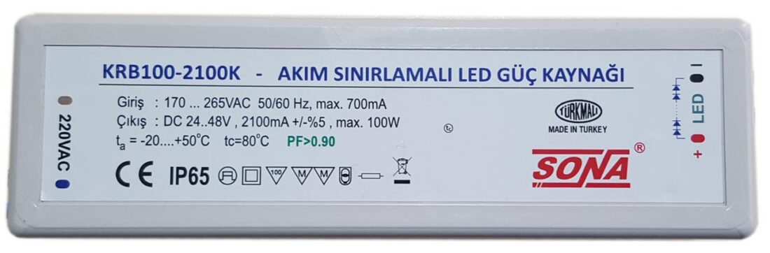 KRB100-2100K - 220W 100W Led Sürücü