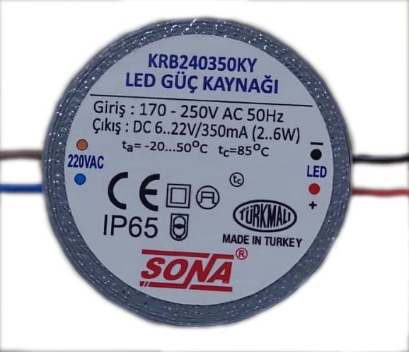 KRB240350KY - 220V - 2..7 led 320mA kapalı sürücü
