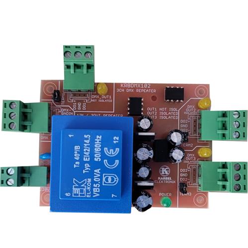 KRBDMX102 - 1G/3Ç İzole DMX Hat Güçlendirici Açık