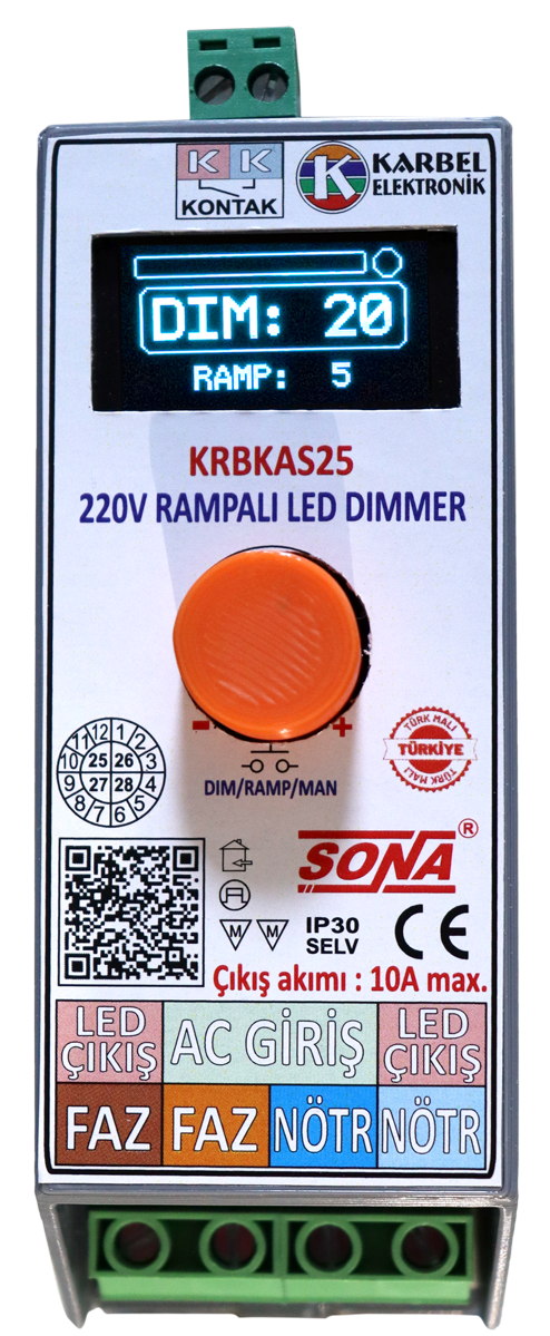 KRBKAS25-220VAC OLED RAMPALI DİMMER