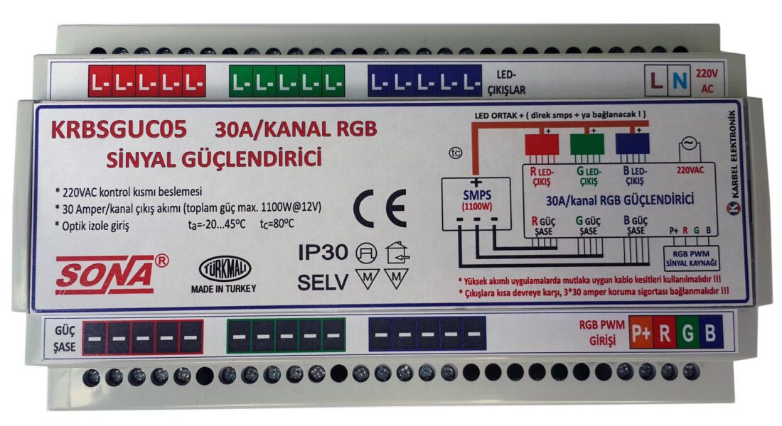 KRBSGUC05 - 30A/KANAL RGB SİNYAL GÜÇLENDİRİCİ